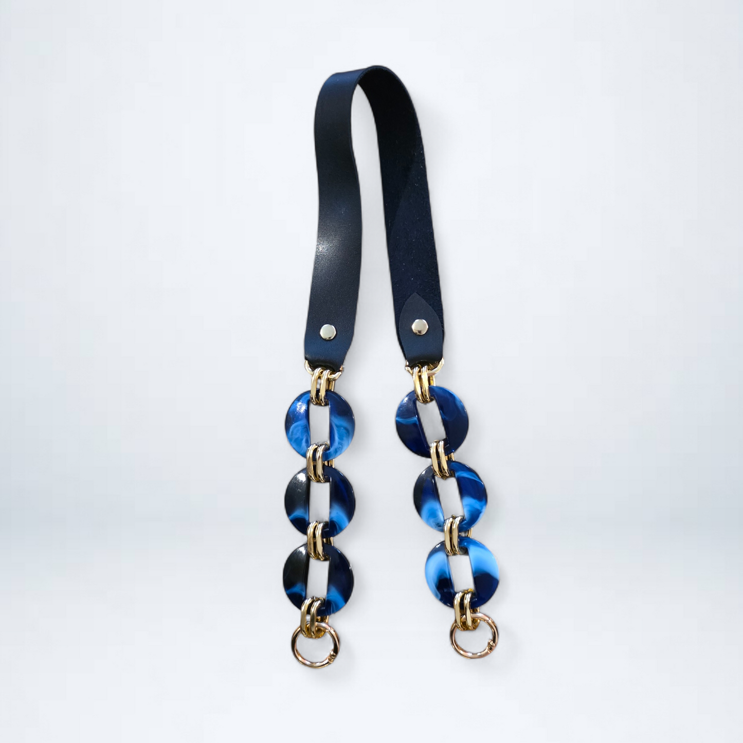 PU Leather Handle with Marbled Acrylic Rings – 66 cm (Set of 2)