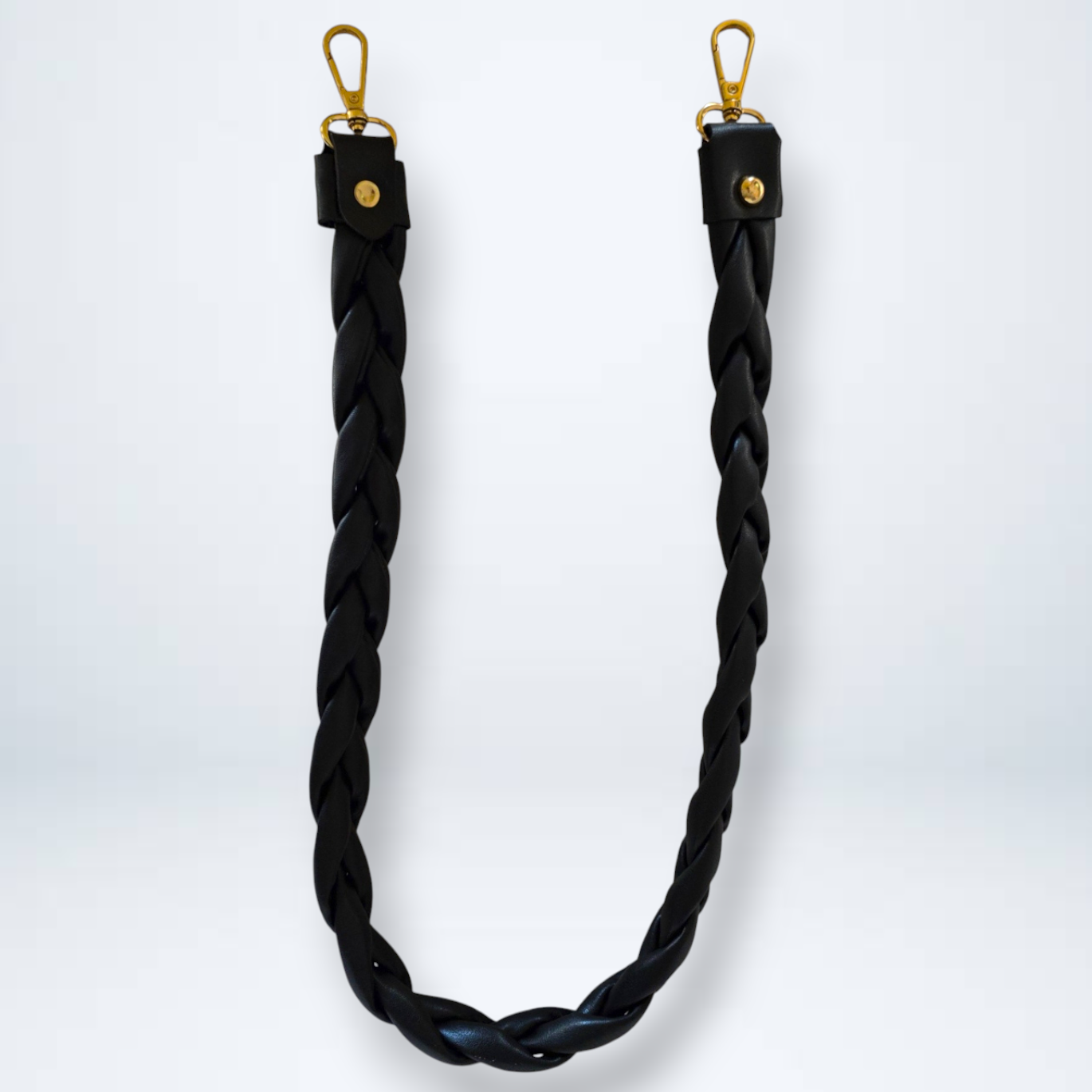 Flat Braided PU Leather Handle with Metal Swivel Clasp