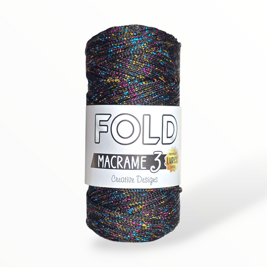 Fold Yarn Macramé Premium Lurex Nº3 – 85% Polyester, 15% Metallic (100g / 125m / 1mm)