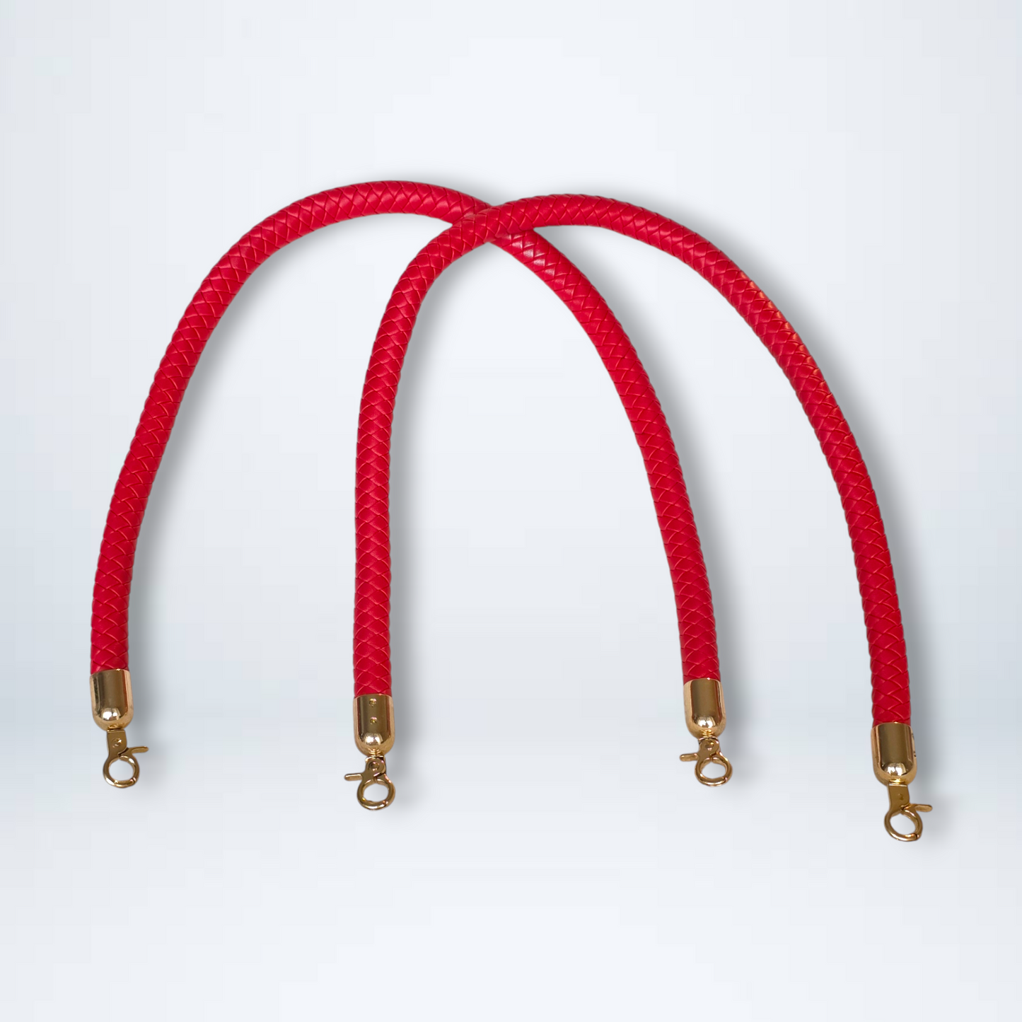 Braided PU Leather Handle with Metal Swivel Clasp – 65 cm (Set of 2)