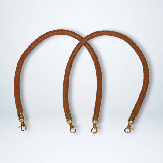 Braided PU Leather Handle with Metal Swivel Clasp – 65 cm (Set of 2)