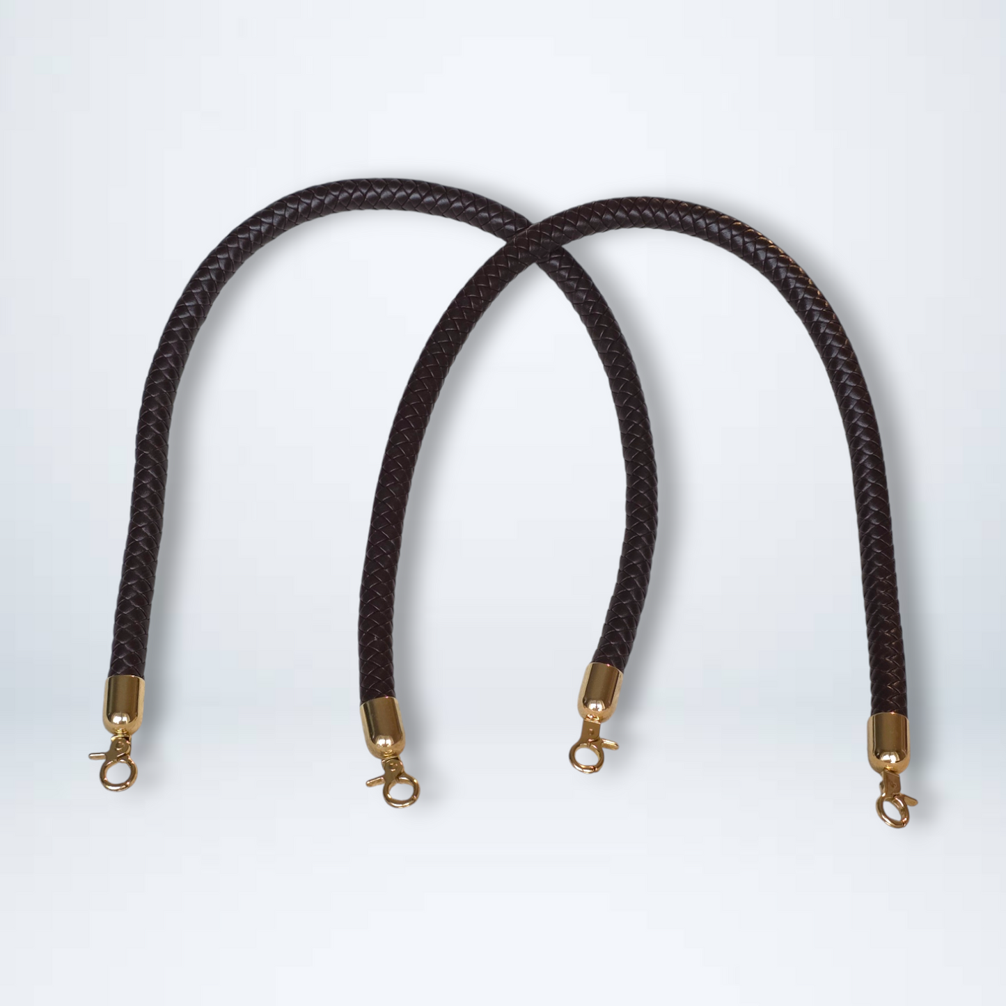 Braided PU Leather Handle with Metal Swivel Clasp – 65 cm (Set of 2)