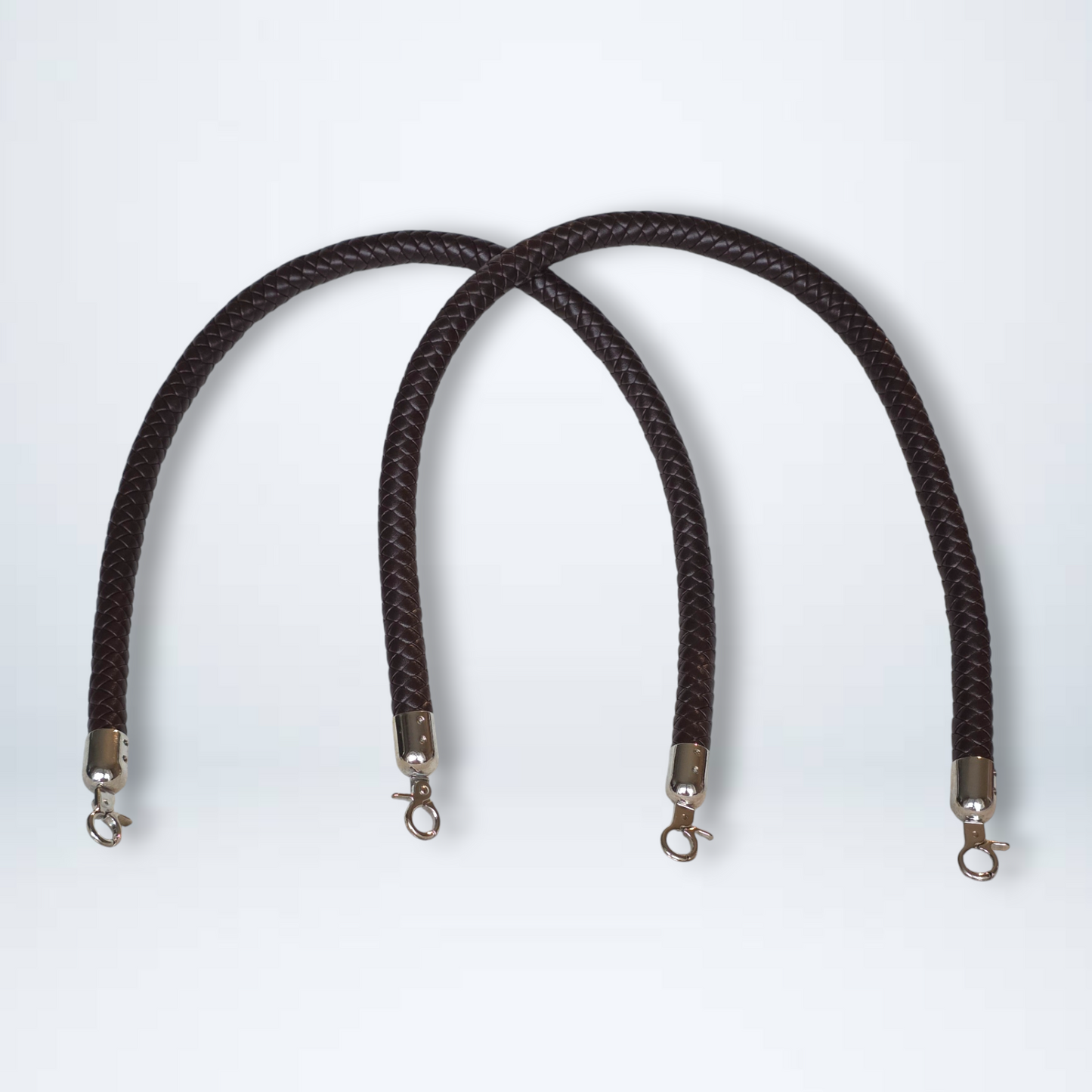 Braided PU Leather Handle with Metal Swivel Clasp – 65 cm (Set of 2)