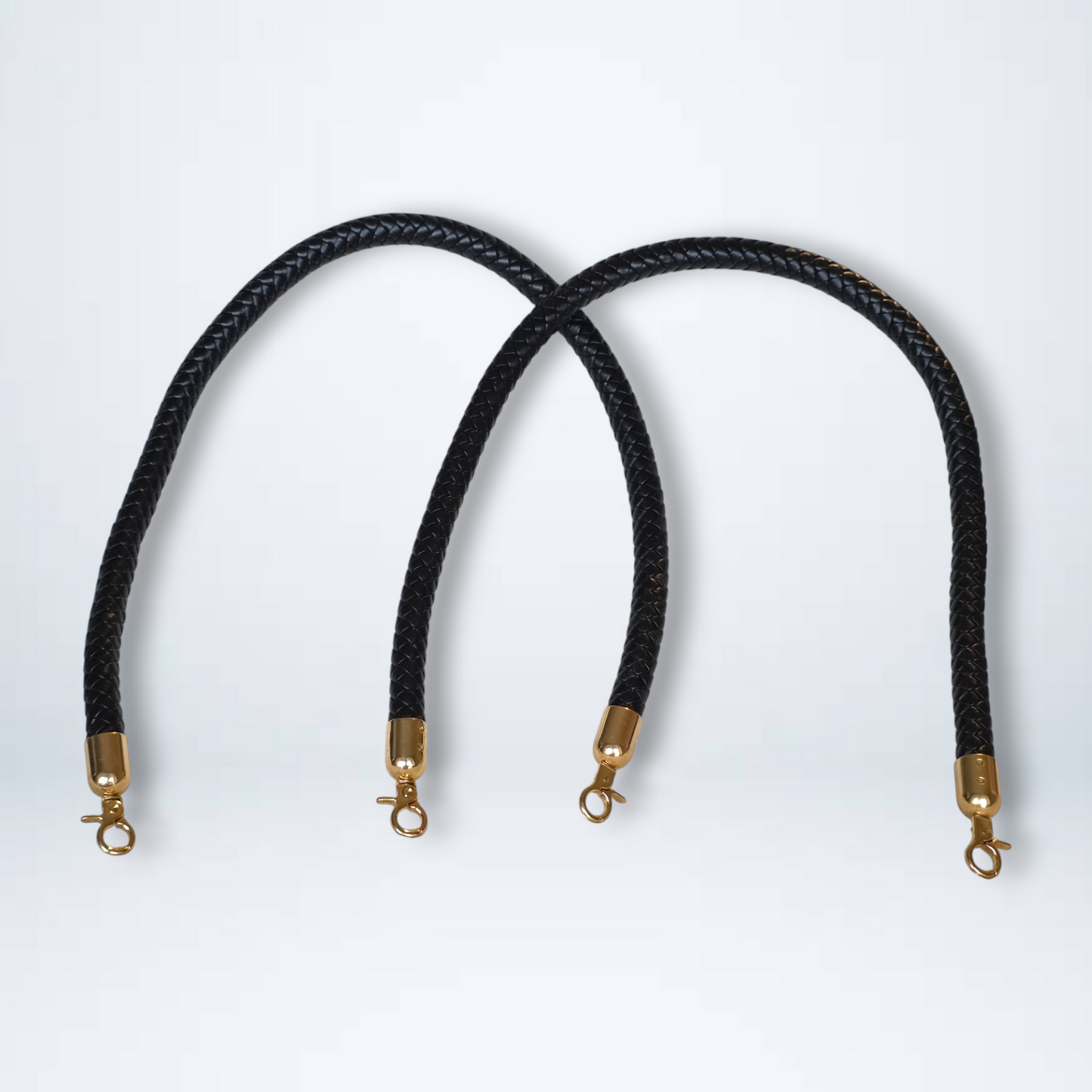 Braided PU Leather Handle with Metal Swivel Clasp – 65 cm (Set of 2)