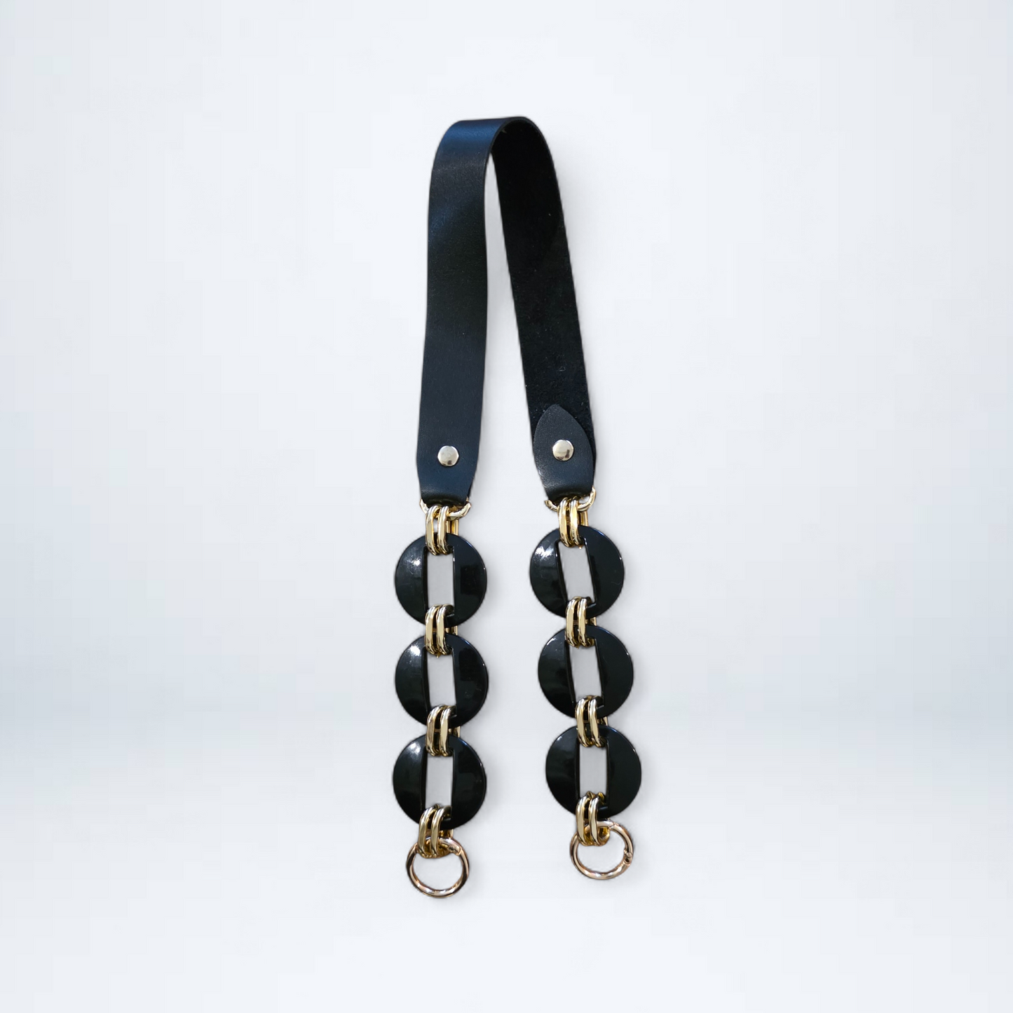 PU Leather Handle with Marbled Acrylic Rings – 66 cm (Set of 2)