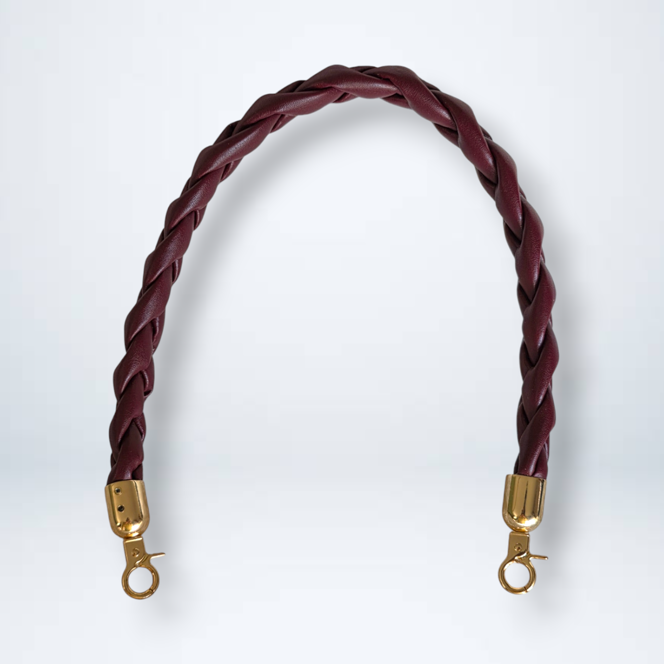Flat Braided PU Leather Handle with Metal Swivel Clasp