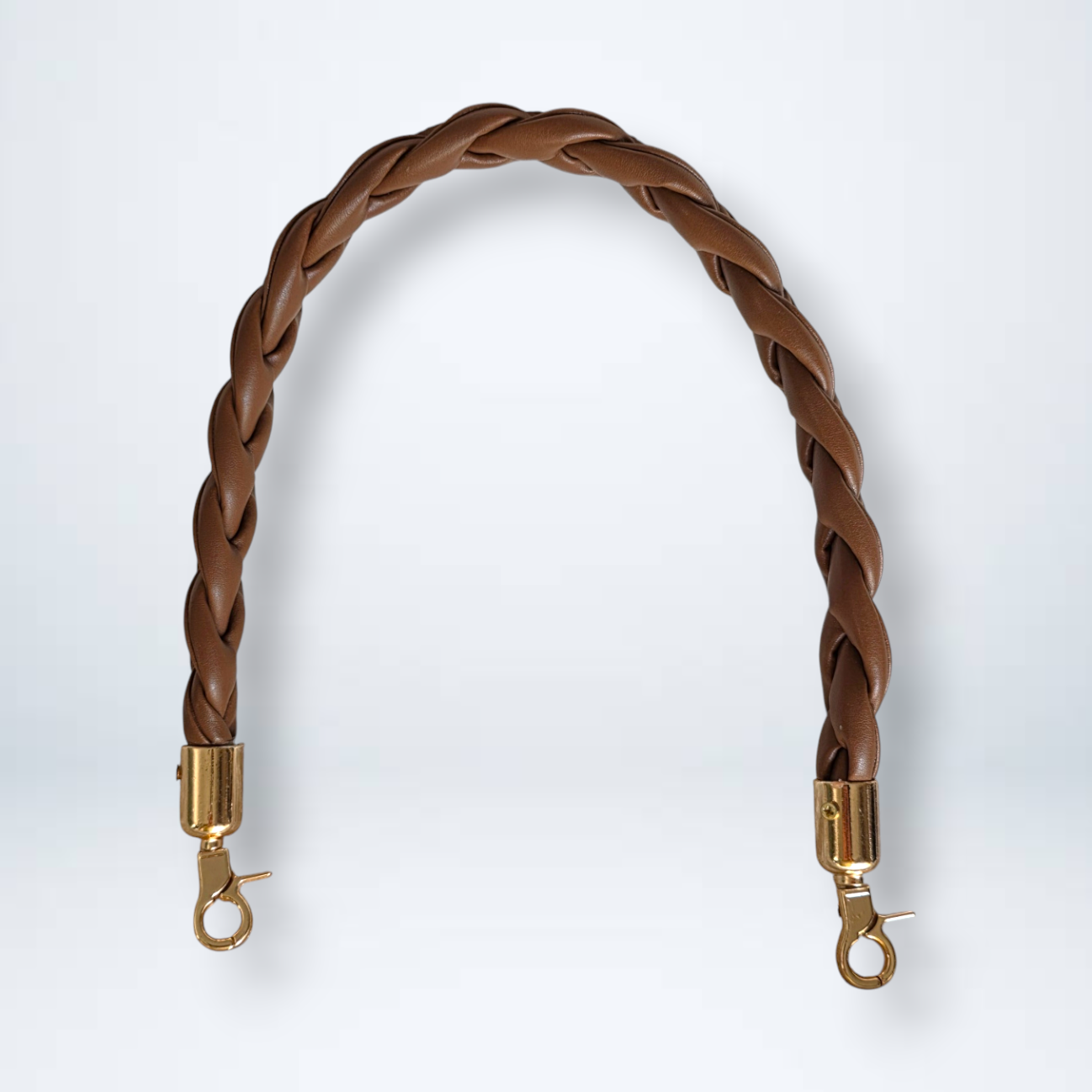 Flat Braided PU Leather Handle with Metal Swivel Clasp
