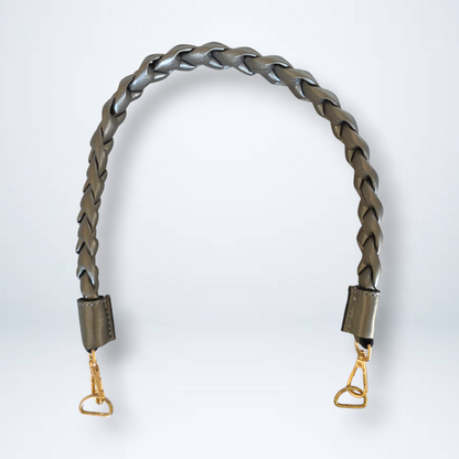 Flat Braided PU Leather Handle with Metal Swivel Clasp