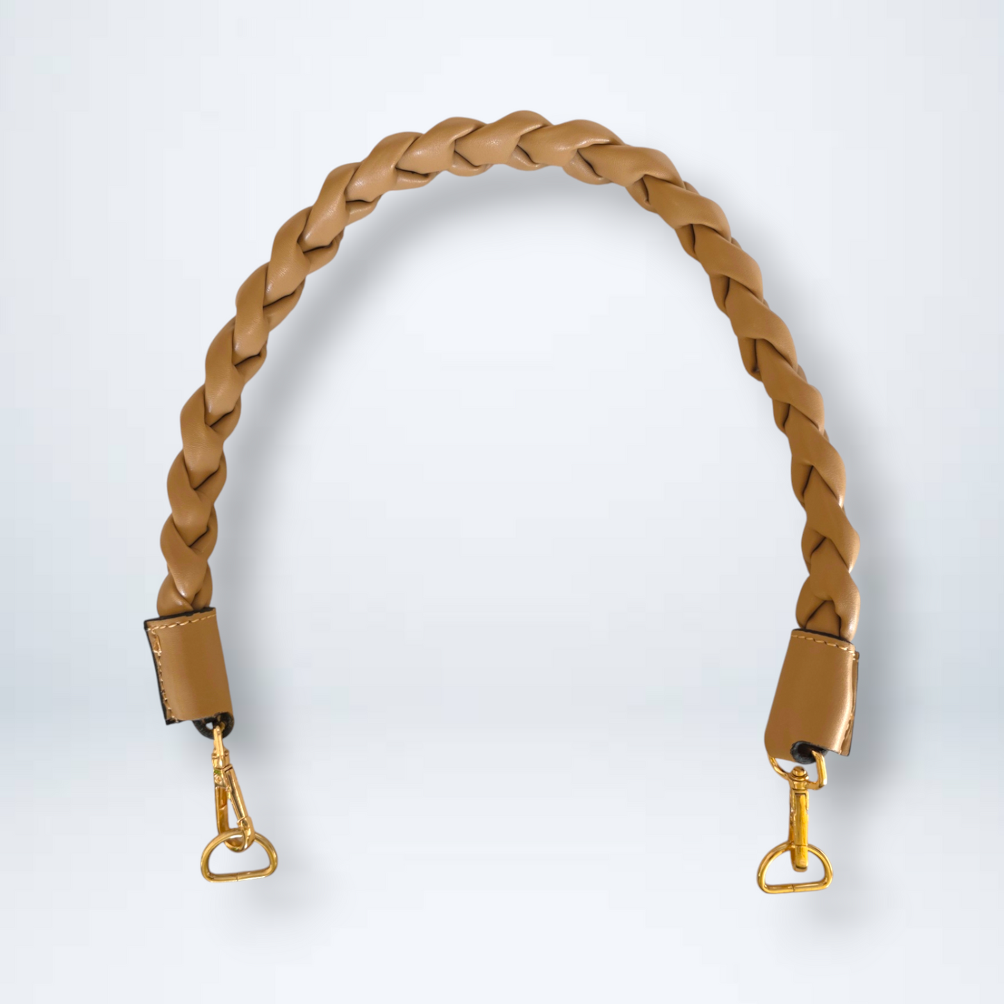 Flat Braided PU Leather Handle with Metal Swivel Clasp