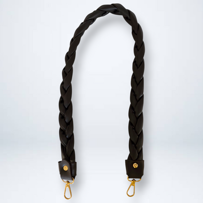Flat Braided PU Leather Handle with Metal Swivel Clasp
