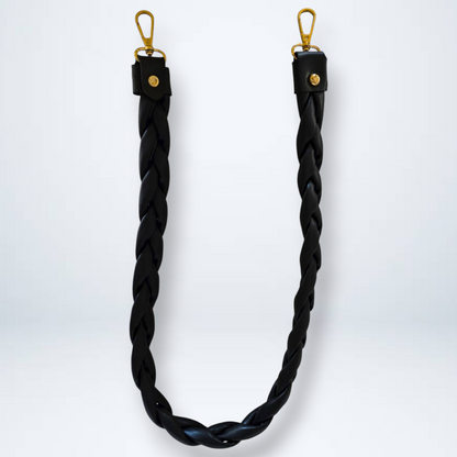 Flat Braided PU Leather Handle with Metal Swivel Clasp