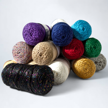 Fold Yarn Macramé Premium Lurex Nº3 – 85% Polyester, 15% Metallic (100g / 125m / 1mm)