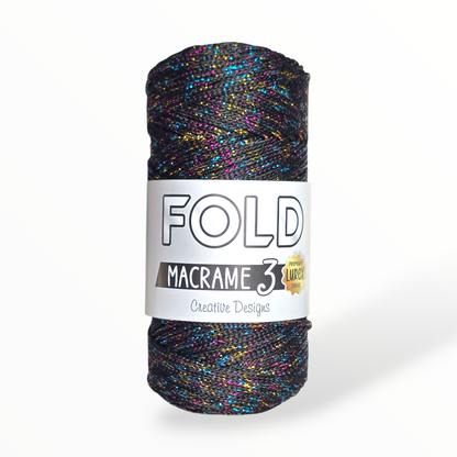Fold Yarn Macramé Premium Lurex Nº3 – 85% Polyester, 15% Metallic (100g / 125m / 1mm)