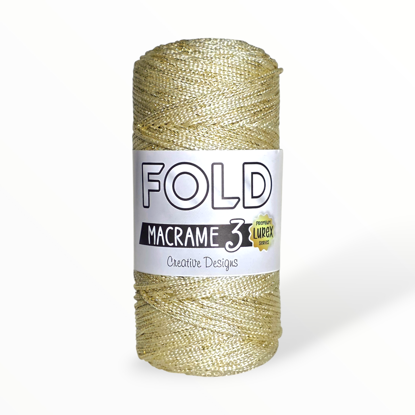 Fold Yarn Macramé Premium Lurex Nº3 – 85% Polyester, 15% Metallic (100g / 125m / 1mm)