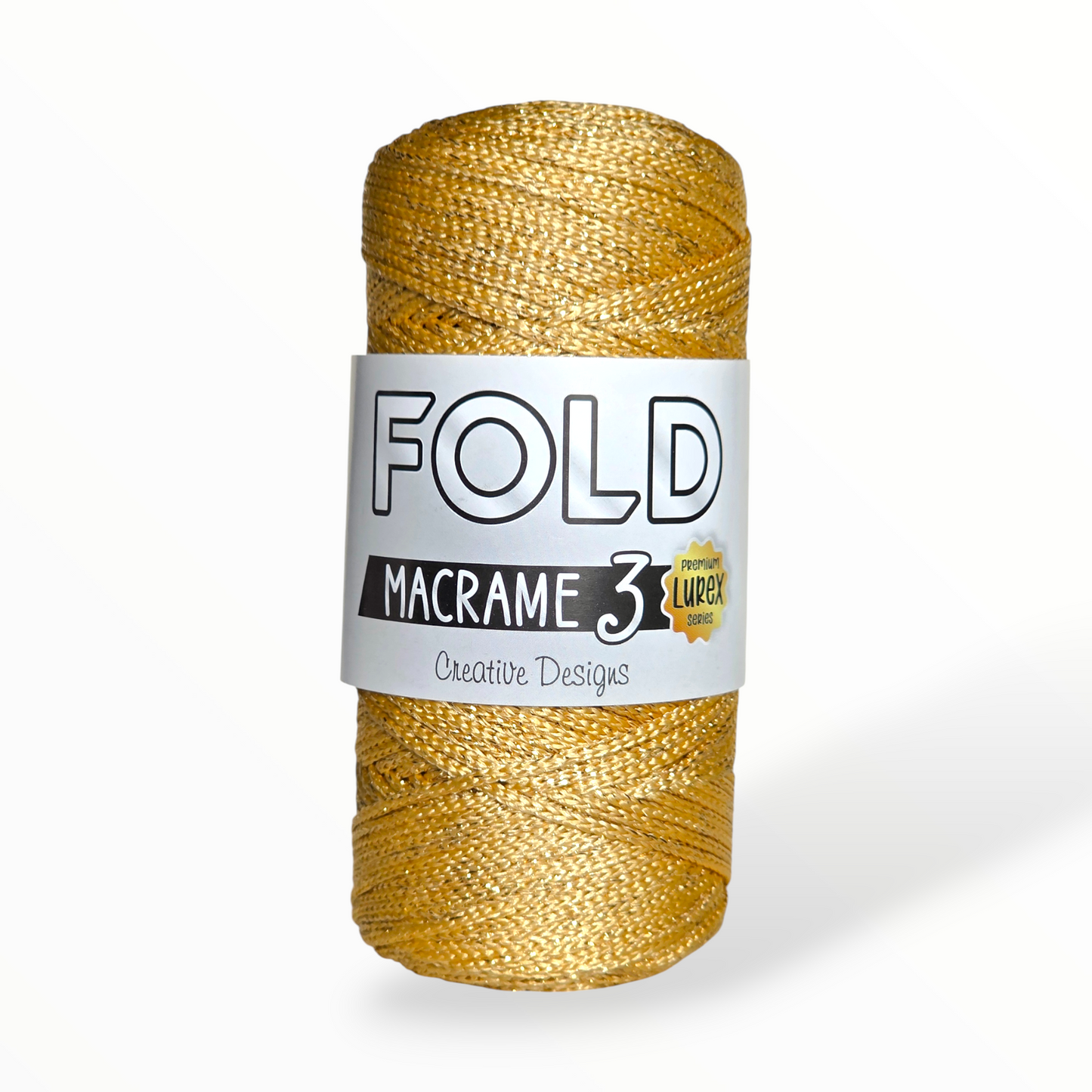 Fold Yarn Macramé Premium Lurex Nº3 – 85% Polyester, 15% Metallic (100g / 125m / 1mm)