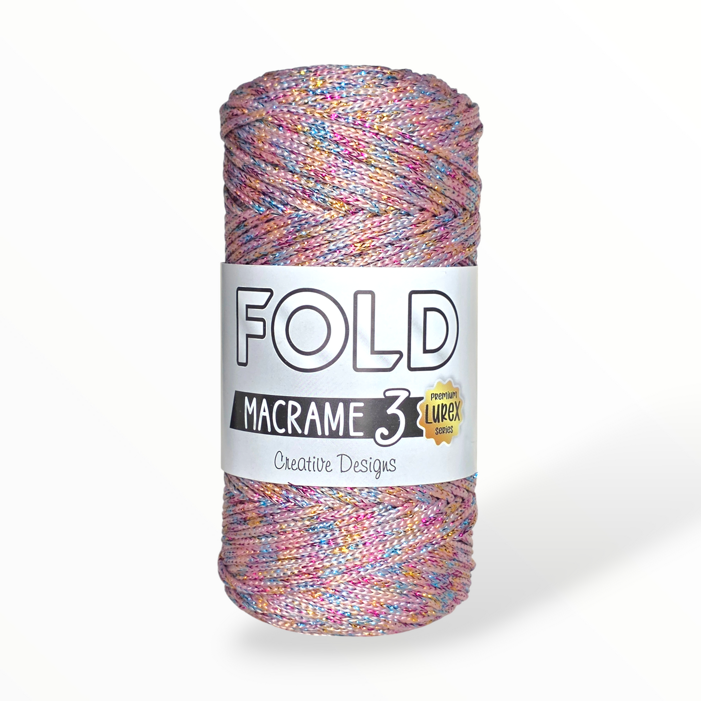 Fold Yarn Macramé Premium Lurex Nº3 – 85% Polyester, 15% Metallic (100g / 125m / 1mm)