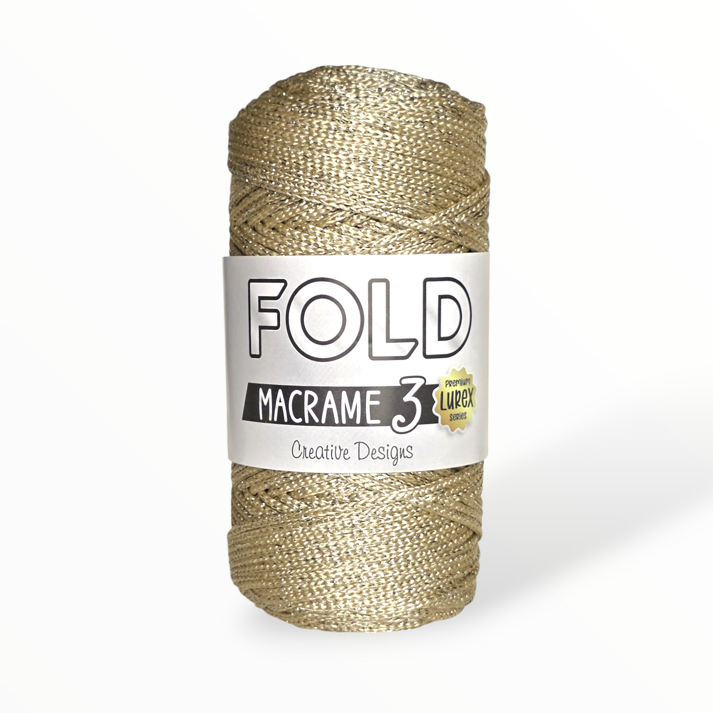 Fold Yarn Macramé Premium Lurex Nº3 – 85% Polyester, 15% Metallic (100g / 125m / 1mm)